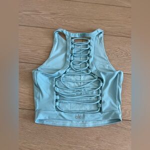 ALO yoga movement cropped sports bra tank top sea glass blue size medium